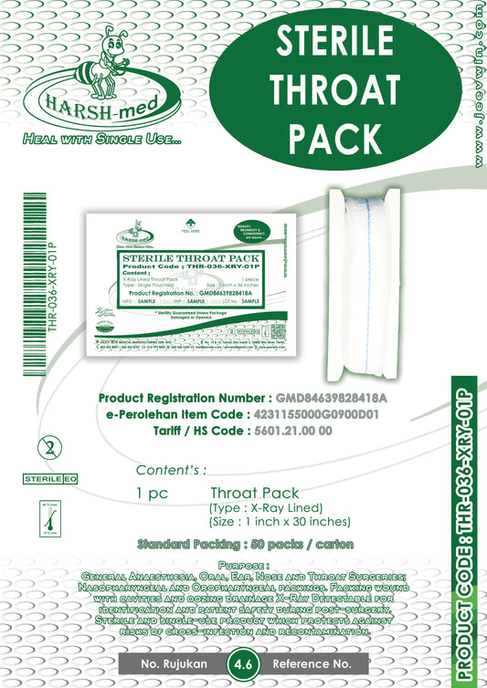 STERILE THROAT PACK - X-Ray Lined