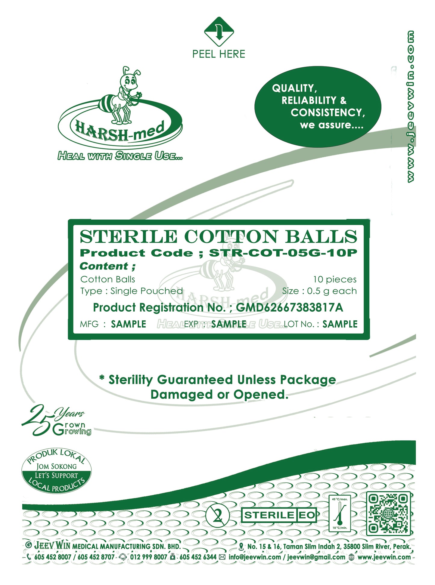 STERILE COTTON BALLS - 0.5g each (10 pcs)