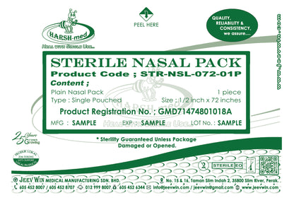 STERILE NASAL PACK - 72 inches